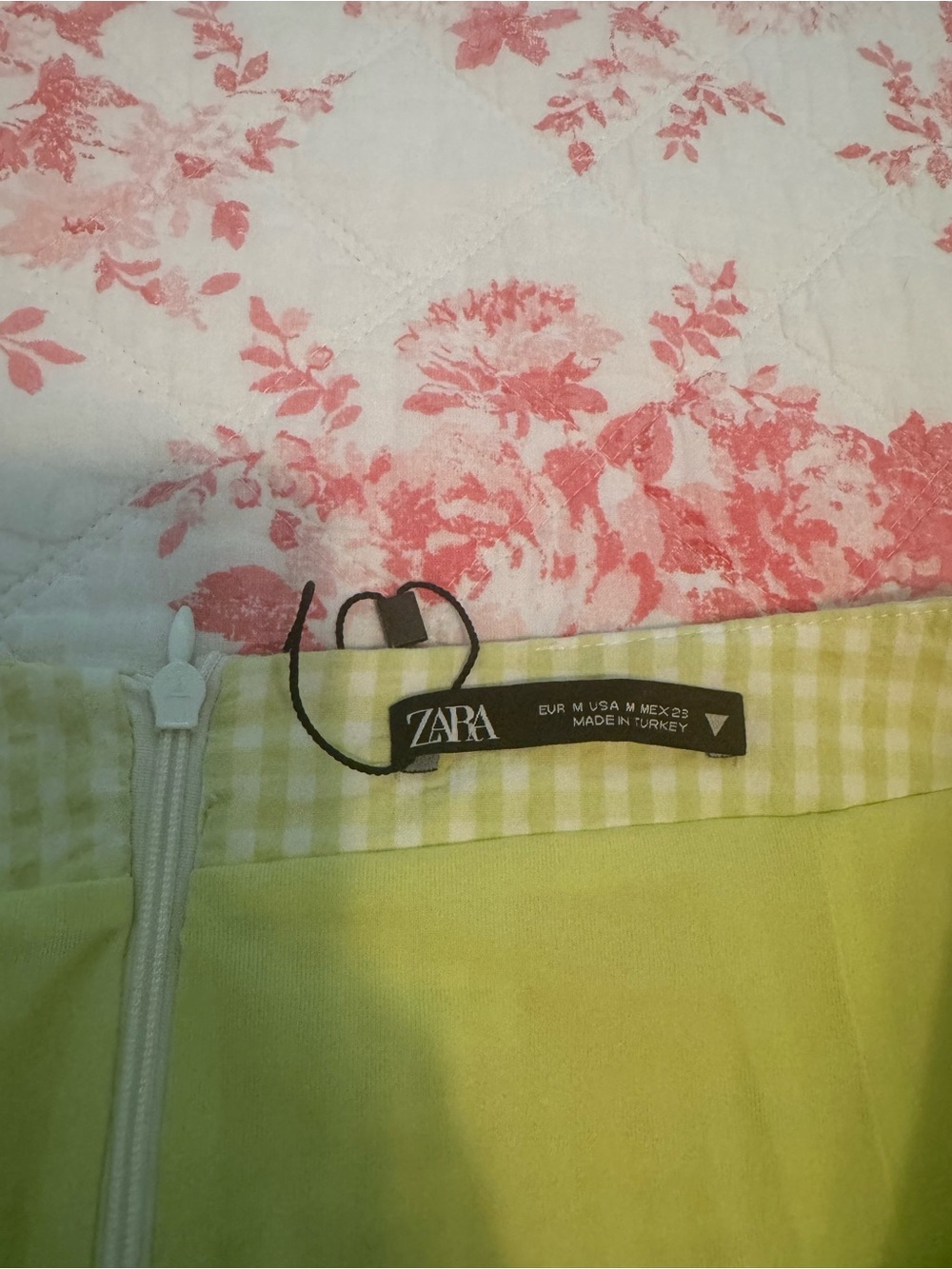 Zara Lime Gingham Waist Mini Skirt - Picture 3 of 7